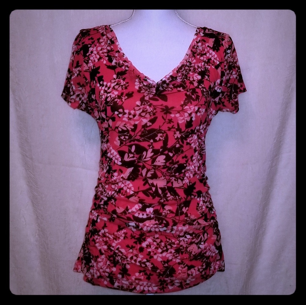 New York and Company V-neck Cap Sleeve Blouse